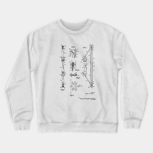 Archery Bow Vintage Patent Hand Drawing Crewneck Sweatshirt by TheYoungDesigns